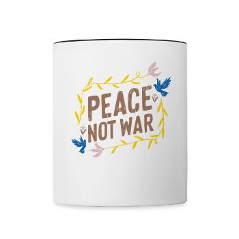 Stand with Ukraine Peace No War - Tasse zweifarbig - Weiß/Schwarz - Vorne