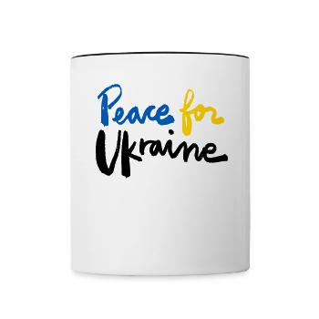 Stand with Ukraine Peace No War - Tasse zweifarbig - Weiß/Schwarz - Vorne