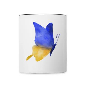 Stand with Ukraine Peace No War - Tasse zweifarbig - Weiß/Schwarz - Vorne