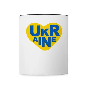 Stand with Ukraine Peace No War - Tasse zweifarbig - Weiß/Schwarz - Vorne
