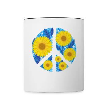 Stand with Ukraine Peace No War - Tasse zweifarbig - Weiß/Schwarz - Vorne