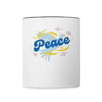 Stand with Ukraine Peace No War - Tasse zweifarbig - Weiß/Schwarz - Vorne