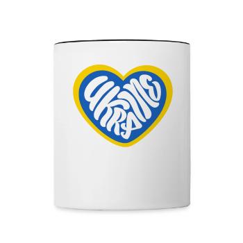 Stand with Ukraine Peace No War - Tasse zweifarbig - Weiß/Schwarz - Vorne