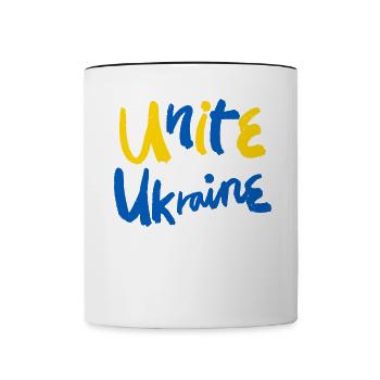 Stand with Ukraine Peace No War - Contrasting Mug - white/black - Front