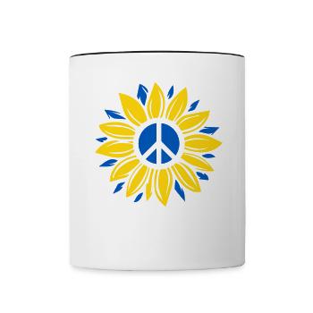 Stand with Ukraine Peace No War - Tasse zweifarbig - Weiß/Schwarz - Vorne