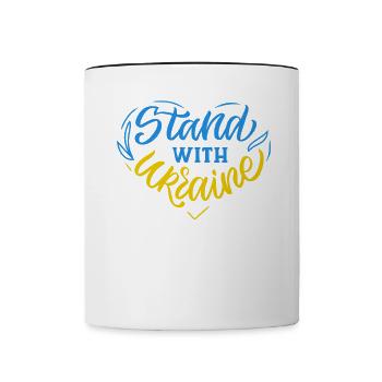 Soutenez l’Ukraine, la paix et non la guerre - Mug contrasté - blanc/noir - Devant