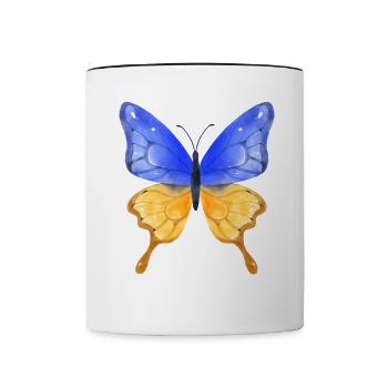 Soutenez l’Ukraine, la paix et non la guerre - Mug contrasté - blanc/noir - Devant