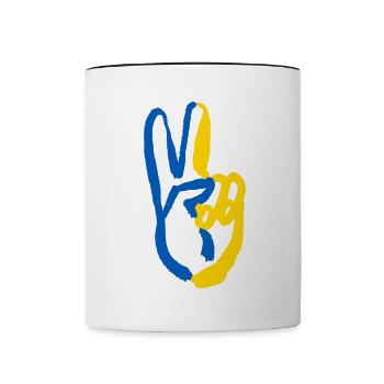 Stand with Ukraine Peace No War - Tasse zweifarbig - Weiß/Schwarz - Vorne