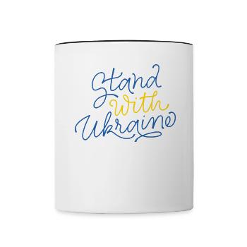 Stand with Ukraine Peace No War - Tasse zweifarbig - Weiß/Schwarz - Vorne