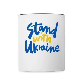 Stand with Ukraine Peace No War - Tasse zweifarbig - Weiß/Schwarz - Vorne