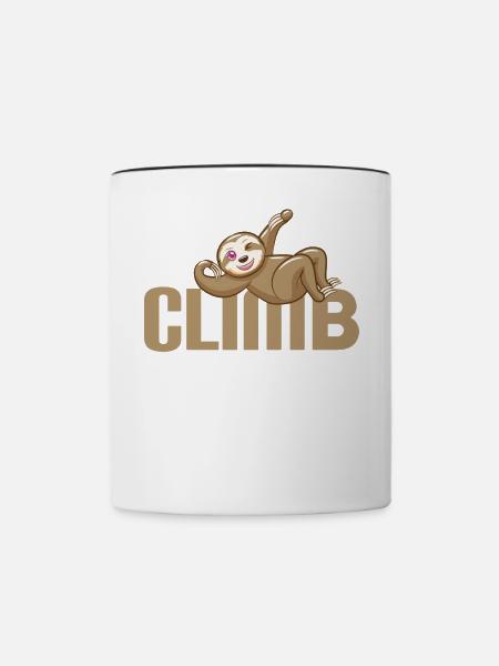 Bouldern, Klettern, Freiklettern Faultier Boulder - Tasse zweifarbig - Weiß/Schwarz