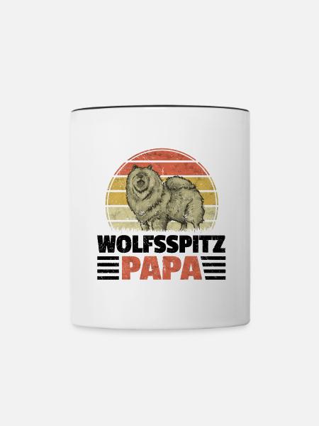 Wolfsspitz Papa deutscher Spitz Keeshond - Tasse zweifarbig - Weiß/Schwarz