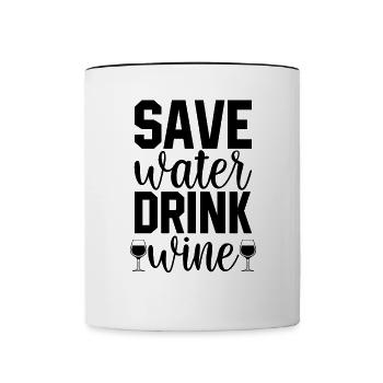 Spar Wasser trink Wein - Tasse zweifarbig - Weiß/Schwarz - Vorne