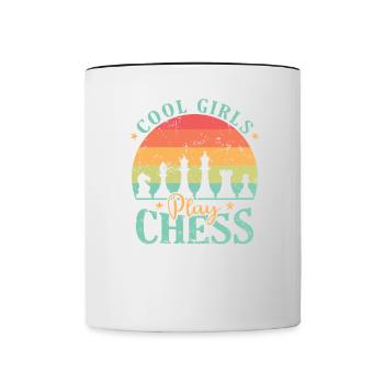 Cool Girls play Chess Schach Denksport - Tasse zweifarbig - Weiß/Schwarz - Vorne