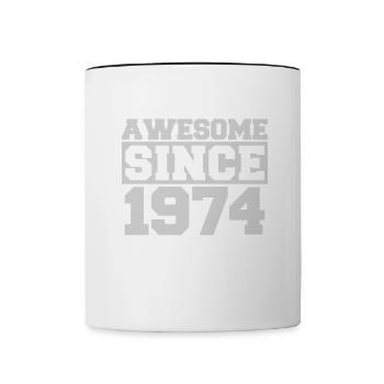Awesome since 1974 - Contrasting Mug - white/black - Front