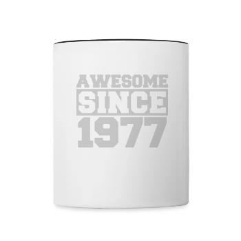 Awesome since 1977 - Tasse zweifarbig - Weiß/Schwarz - Vorne
