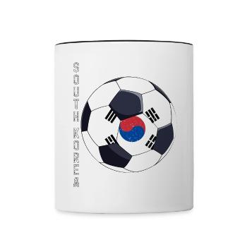 Corée du Sud Soccer Ball Drapeau sud-coréen - Mug contrasté - blanc/noir - Devant