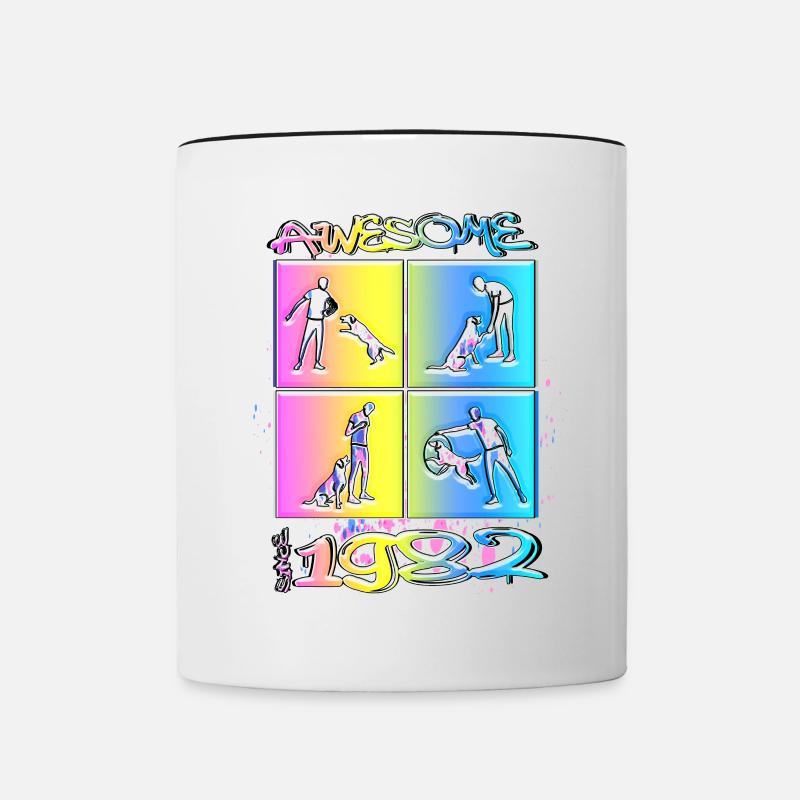 Génial depuis 1982. Agilité, Hundetraining - Mug contrasté - blanc/noir