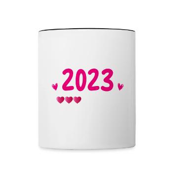 Mama 2023 Mutter werden in Schwangerschaft Baby - Tasse zweifarbig - Weiß/Schwarz - Vorne