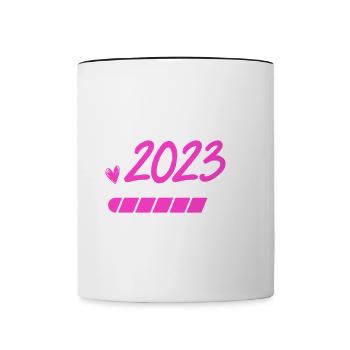 Mama 2023 Mutter werden in Schwangerschaft Baby - Tasse zweifarbig - Weiß/Schwarz - Vorne