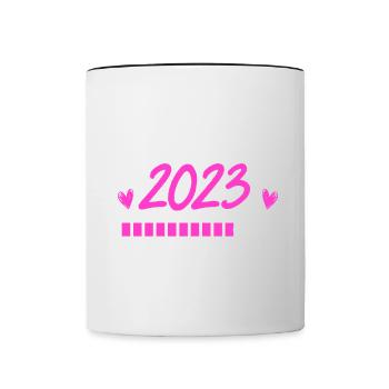Mama 2023 Mutter werden in Schwangerschaft Baby - Tasse zweifarbig - Weiß/Schwarz - Vorne