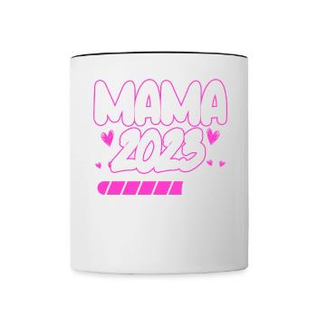 Mama 2023 Mutter werden in Schwangerschaft Baby - Tasse zweifarbig - Weiß/Schwarz - Vorne