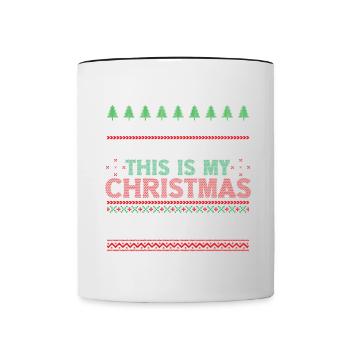 En raison de l’inflation pulls de Noël drôle de Noël - Mug contrasté - blanc/noir - Devant