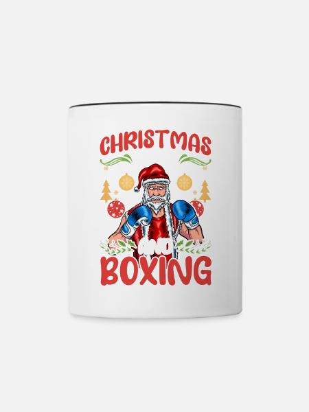 Christmas Love Boxing Boxer Weihnachtsgeschenk - Tasse zweifarbig - Weiß/Schwarz