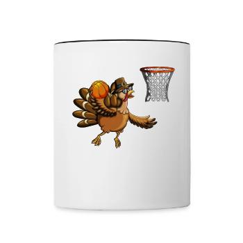 Cadeau de basketball de dinde de vacances Thanksgiving - Mug contrasté - blanc/noir - Devant