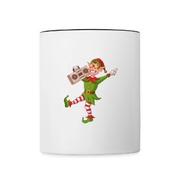 Joyeux Noël Drôle de Chemise de Noël - Mug contrasté - blanc/noir - Devant