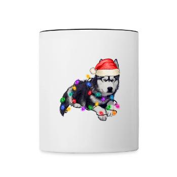 Joyeux Noël Drôle de Chemise de Noël - Mug contrasté - blanc/noir - Devant