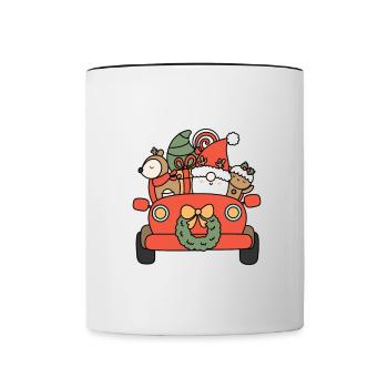 Joyeux Noël Drôle de Chemise de Noël - Mug contrasté - blanc/noir - Devant