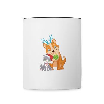 Joyeux Noël Drôle de Chemise de Noël - Mug contrasté - blanc/noir - Devant