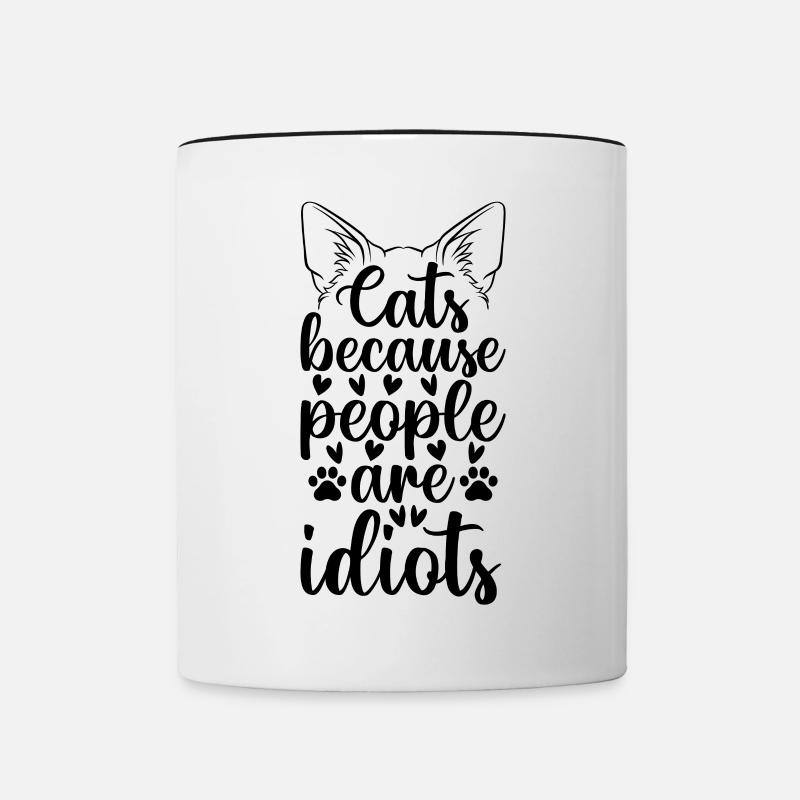 Amoureux des chats Propriétaire de chat I chats parce que les gens sont idiots - Mug contrasté - blanc/noir