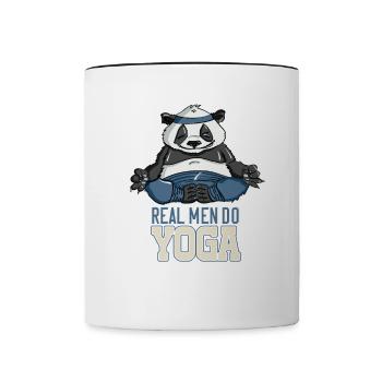 Real Man Do Yoga Divine Panda Cute Graphic - Tasse zweifarbig - Weiß/Schwarz - Vorne