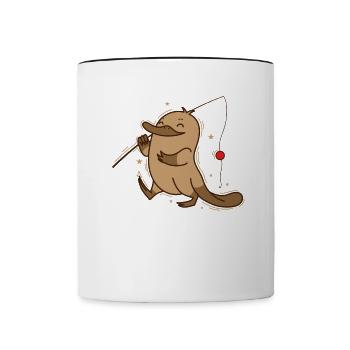 Ornithorynque va pêcher un animal australien - Mug contrasté - blanc/noir - Devant