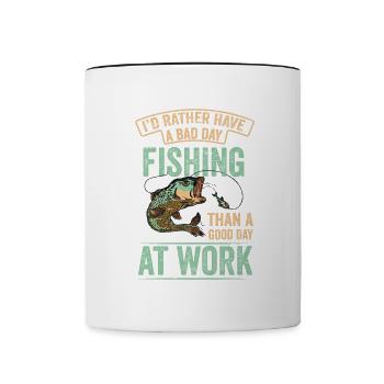 Je préférerais pêcheur de canne à pêche pêcheur de poisson - Mug contrasté - blanc/noir - Devant