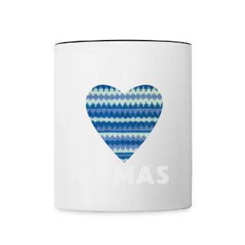 I Love X-Mas Christmas Knitted Heart - Contrasting Mug - white/black - Front