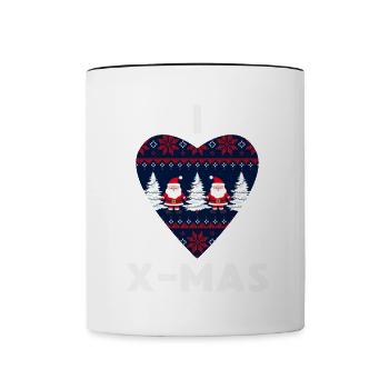 I Love X-Mas Christmas Knitted Heart - Contrasting Mug - white/black - Front