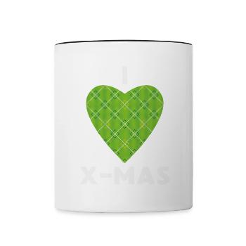 I Love X-Mas Christmas Knitted Heart - Contrasting Mug - white/black - Front