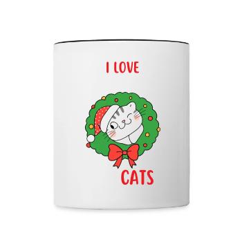J’aime Noël et Chats Chat Noël - Mug contrasté - blanc/noir - Devant
