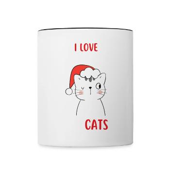 J’aime Noël et Chats Chat Noël - Mug contrasté - blanc/noir - Devant