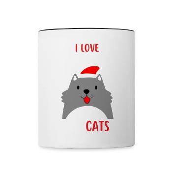 J’aime Noël et Chats Chat Noël - Mug contrasté - blanc/noir - Devant
