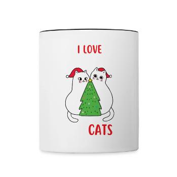 I Love Christmas and Cats Cat Christmas - Contrasting Mug - white/black - Front