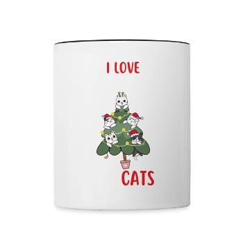 I Love Christmas and Cats Cat Christmas - Contrasting Mug - white/black - Front