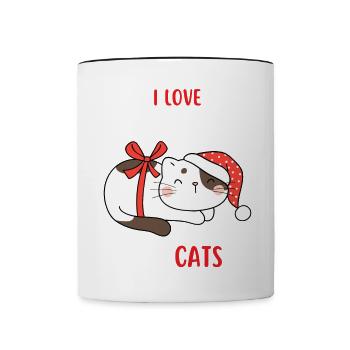 J’aime Noël et Chats Chat Noël - Mug contrasté - blanc/noir - Devant