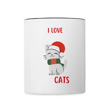J’aime Noël et Chats Chat Noël - Mug contrasté - blanc/noir - Devant