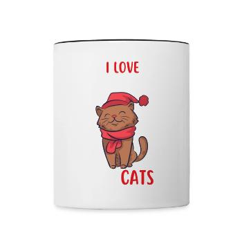 J’aime Noël et Chats Chat Noël - Mug contrasté - blanc/noir - Devant