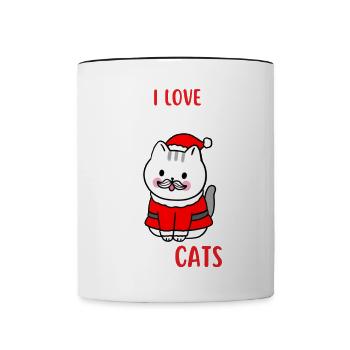 J’aime Noël et Chats Chat Noël - Mug contrasté - blanc/noir - Devant