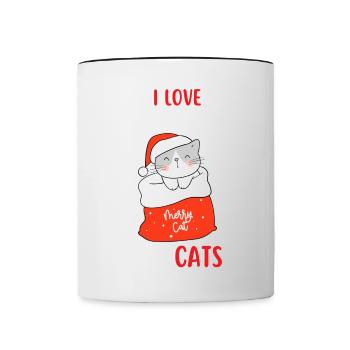I Love Christmas and Cats Cat Christmas - Contrasting Mug - white/black - Front